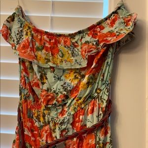 Mint floral Strapless dress